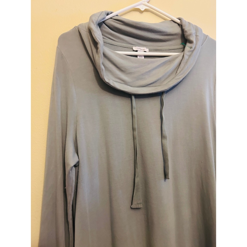 Daily Ritual Tunic Sweatshirt Women XL Sage Green Excellent Cowl Neck Slit Hem